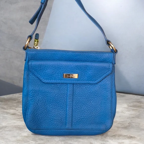 Cole Haan Lagoon Blue Pebbled Leather Crossbody Bag - Picture 9 of 11
